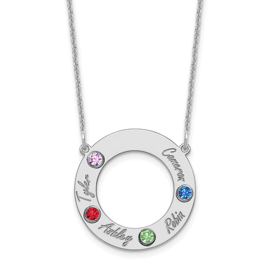 Name and Birthstone Cutout Circle Necklace