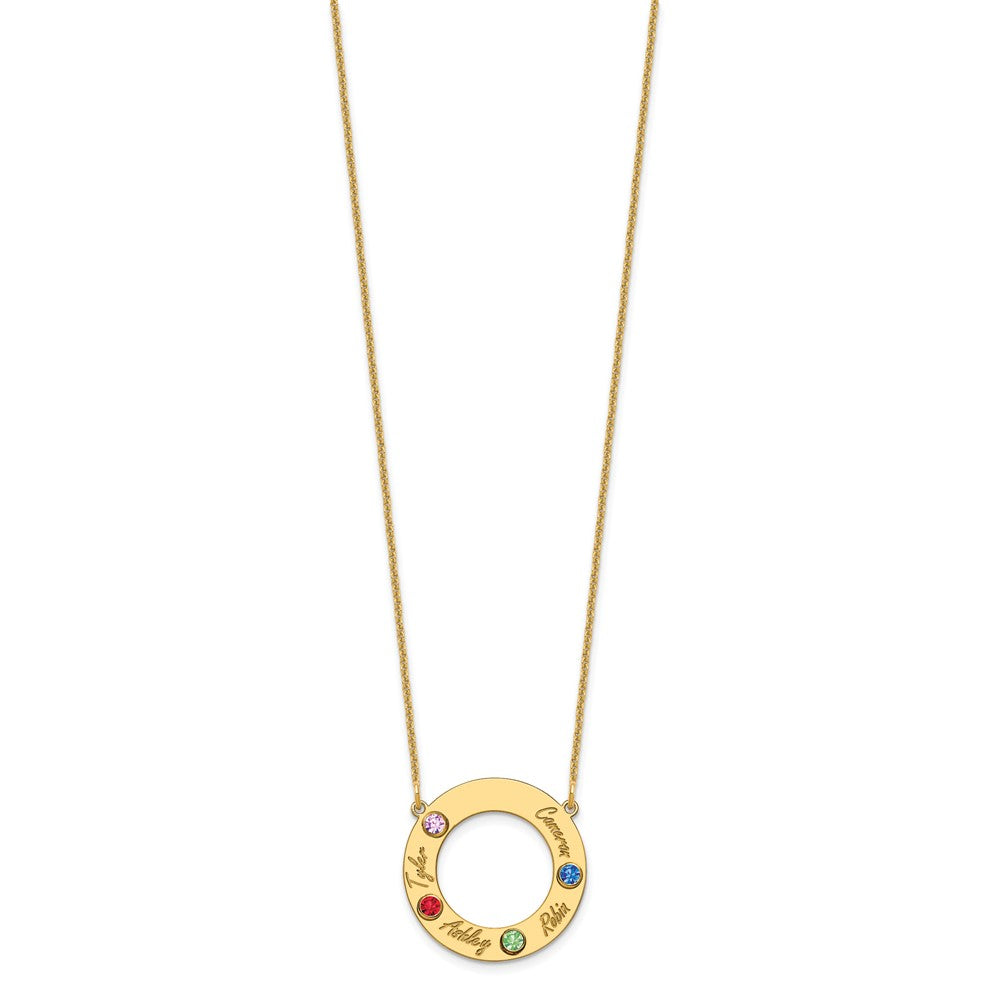 Name and Birthstone Cutout Circle Necklace