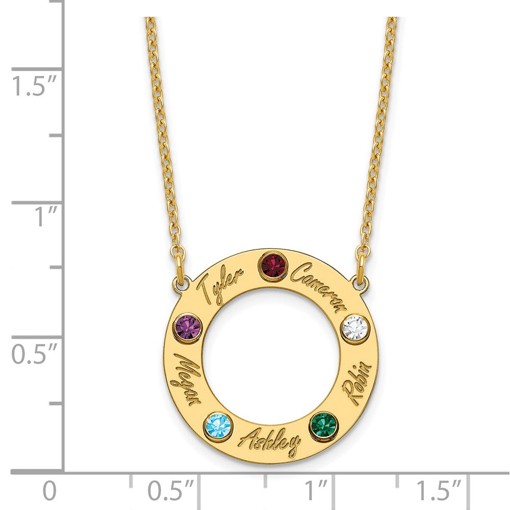 Name and Birthstone Cutout Circle Necklace