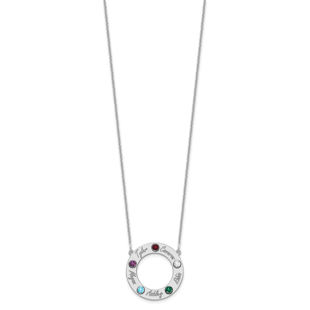 Name and Birthstone Cutout Circle Necklace