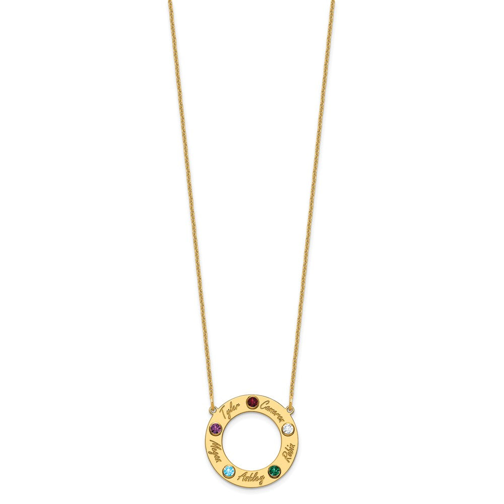 Name and Birthstone Cutout Circle Necklace