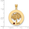 Tree of Life Cutout Circle Charm with Names and Birthstones