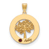 Tree of Life Cutout Circle Charm with Names and Birthstones