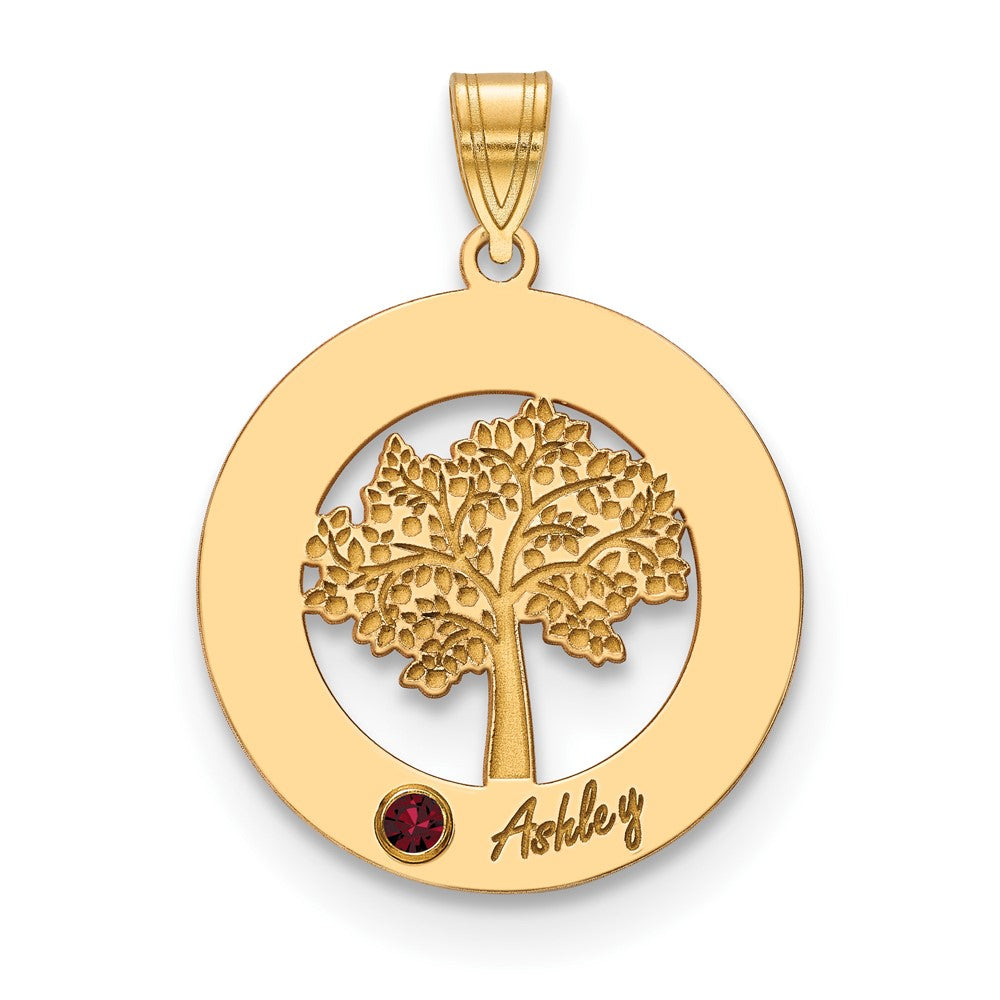 Tree of Life Cutout Circle Charm with Names and Birthstones