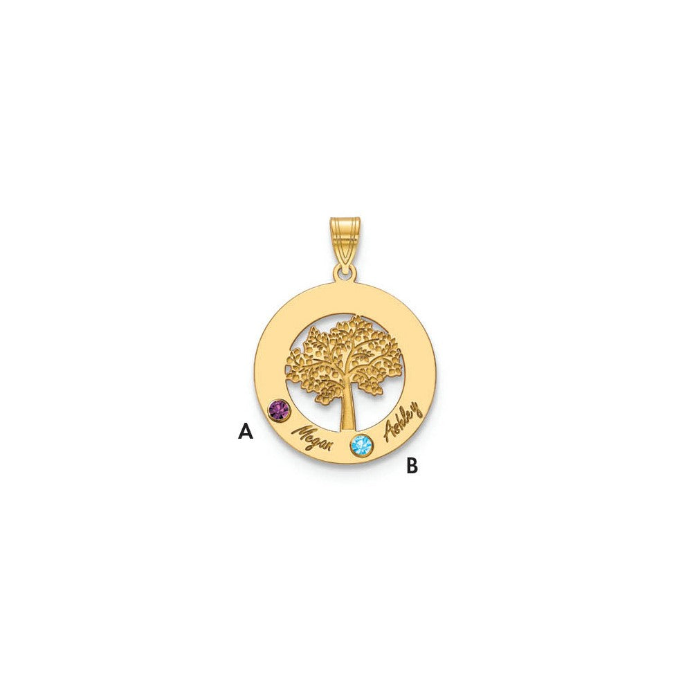 Tree of Life Cutout Circle Charm with Names and Birthstones