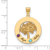 Tree of Life Cutout Circle Charm with Names and Birthstones