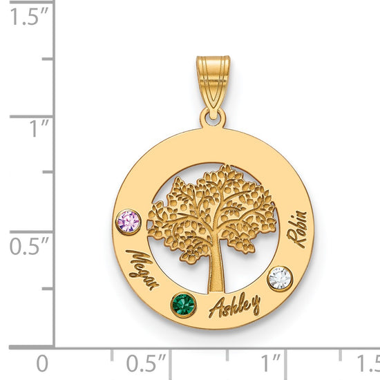 Tree of Life Cutout Circle Charm with Names and Birthstones