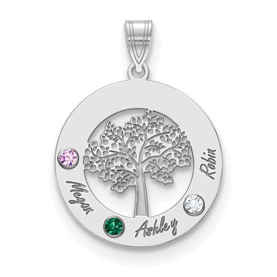 Tree of Life Cutout Circle Charm with Names and Birthstones