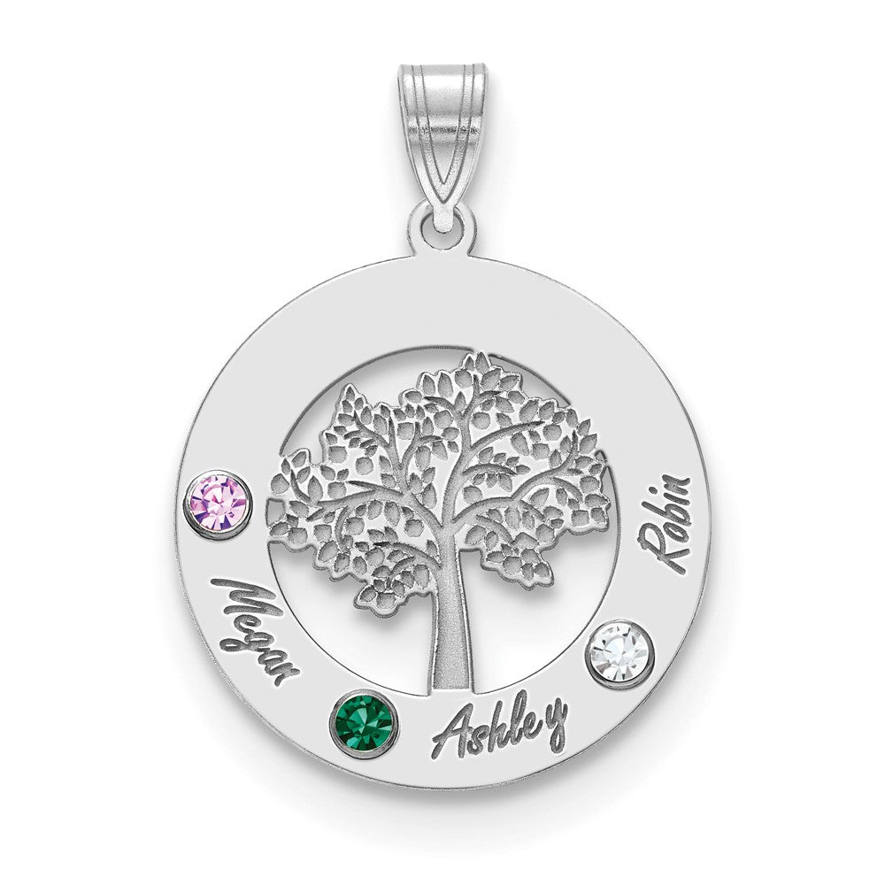 Tree of Life Cutout Circle Charm with Names and Birthstones