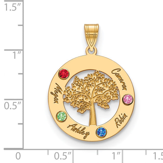 Tree of Life Cutout Circle Charm with Names and Birthstones