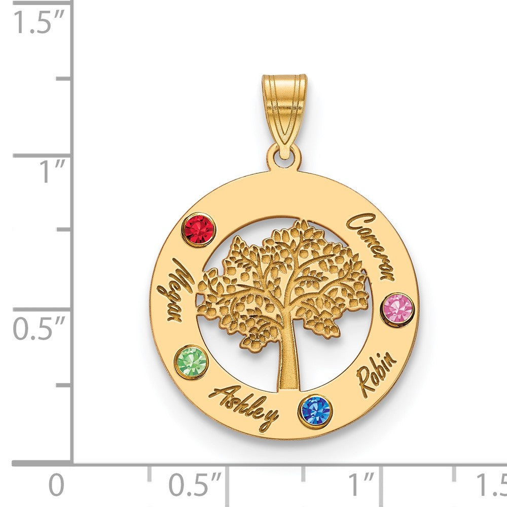 Tree of Life Cutout Circle Charm with Names and Birthstones