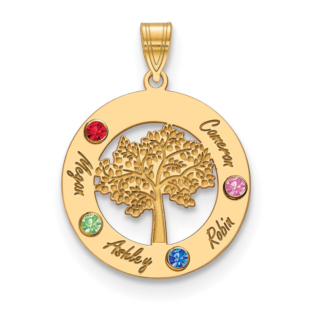 Tree of Life Cutout Circle Charm with Names and Birthstones