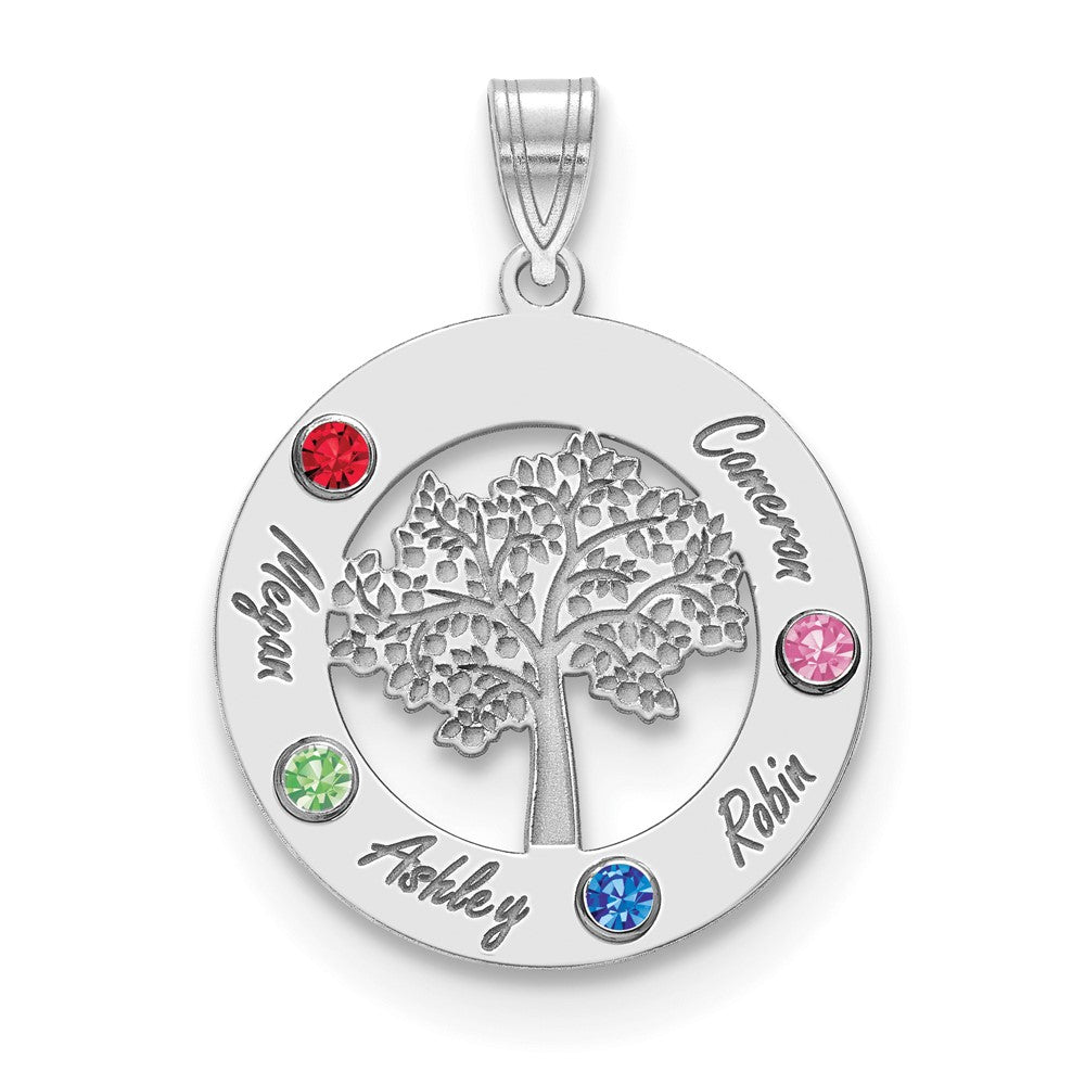 Tree of Life Cutout Circle Charm with Names and Birthstones