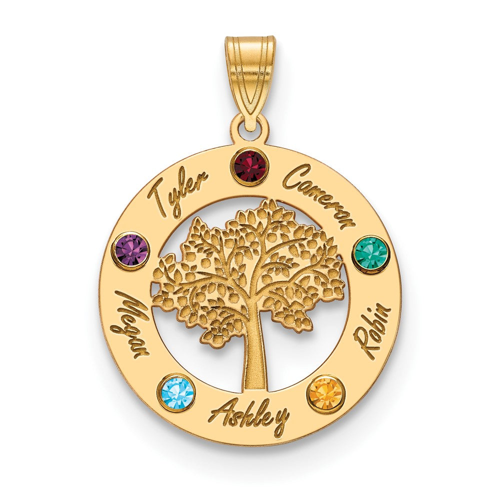 Tree of Life Cutout Circle Charm with Names and Birthstones