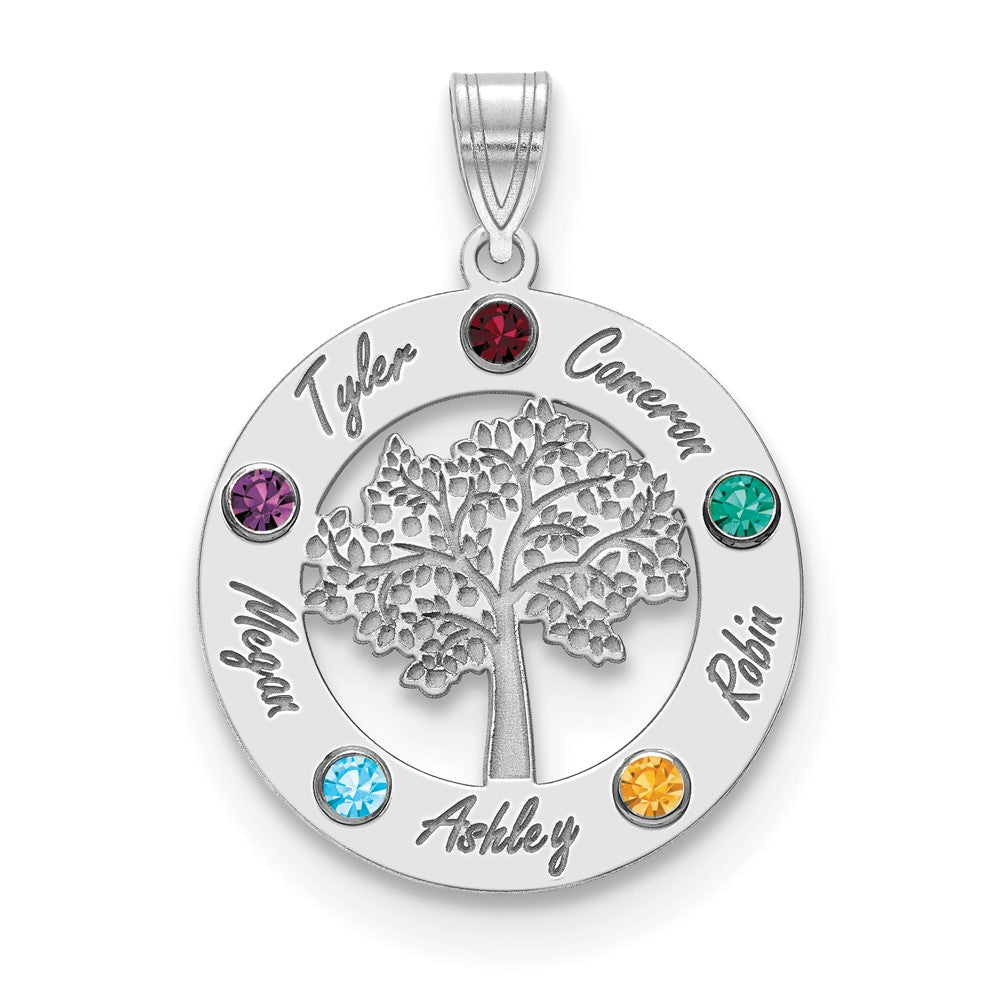 Tree of Life Cutout Circle Charm with Names and Birthstones