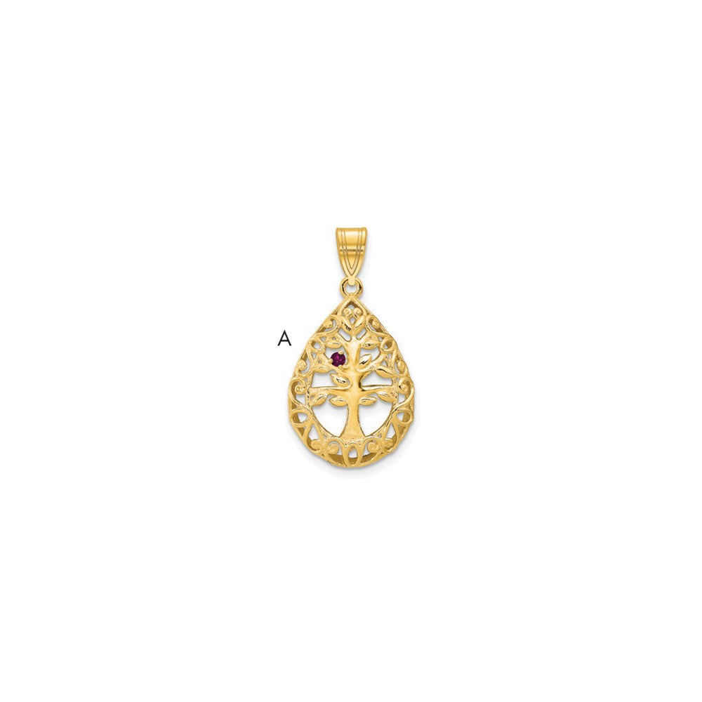 Tree of Life Tear Drop Pendant with Birthstones