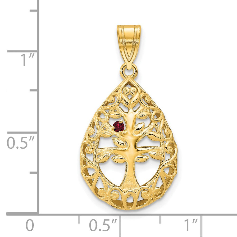 Tree of Life Tear Drop Pendant with Birthstones
