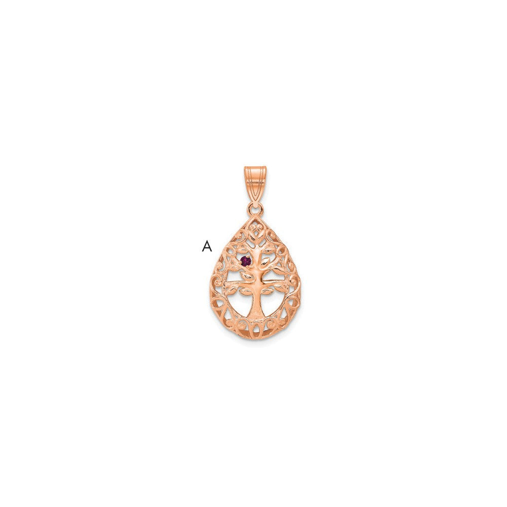 Tree of Life Tear Drop Pendant with Birthstones