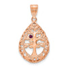 Tree of Life Tear Drop Pendant with Birthstones