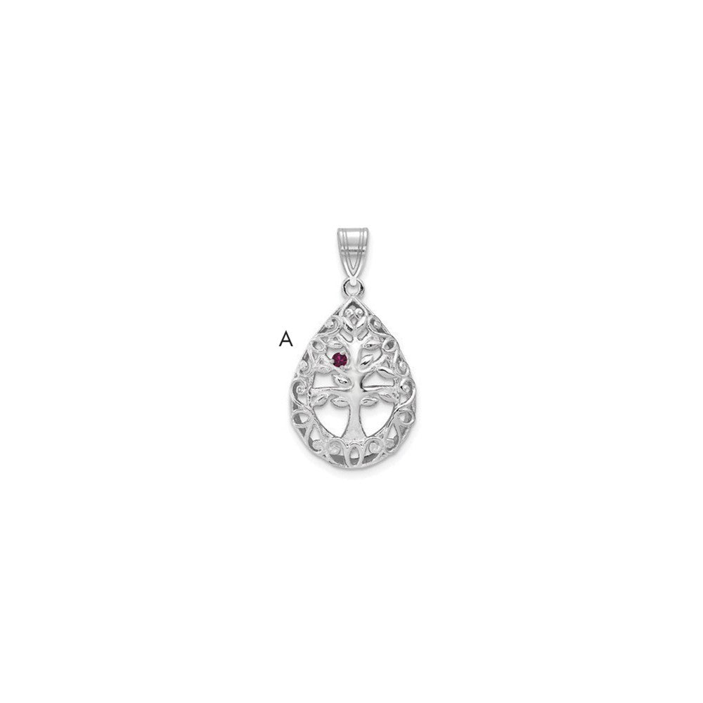 Tree of Life Tear Drop Pendant with Birthstones