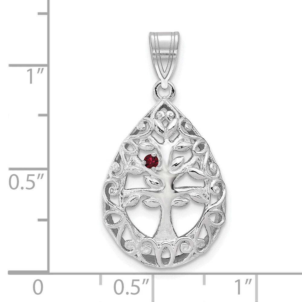Tree of Life Tear Drop Pendant with Birthstones