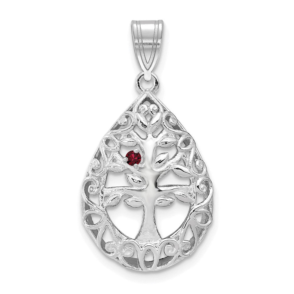 Tree of Life Tear Drop Pendant with Birthstones