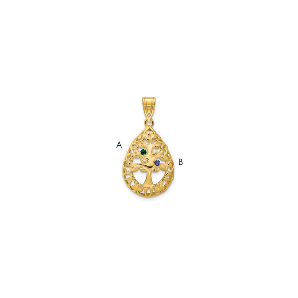 Tree of Life Tear Drop Pendant with Birthstones