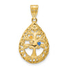 Tree of Life Tear Drop Pendant with Birthstones
