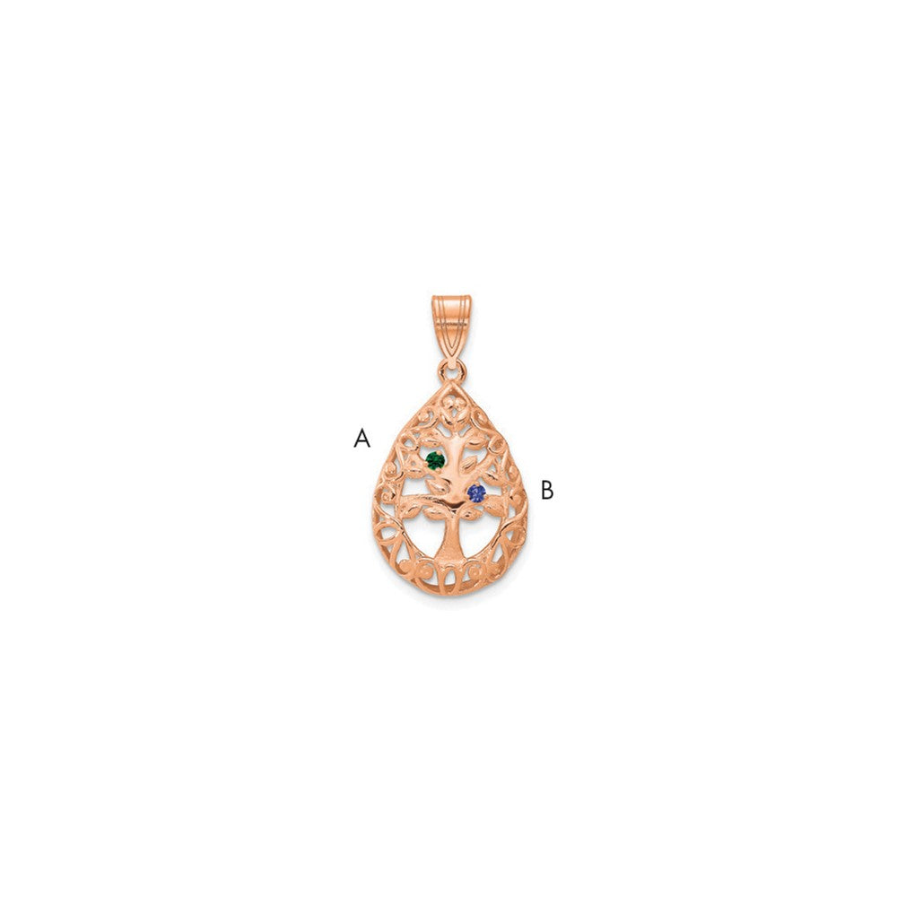 Tree of Life Tear Drop Pendant with Birthstones