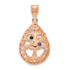 Tree of Life Tear Drop Pendant with Birthstones