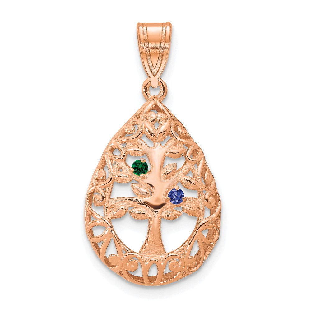 Tree of Life Tear Drop Pendant with Birthstones