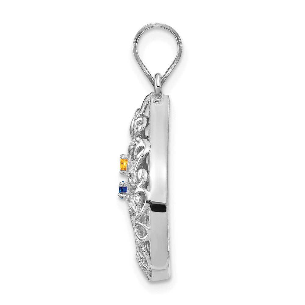 Tree of Life Tear Drop Pendant with Birthstones