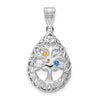 Tree of Life Tear Drop Pendant with Birthstones