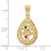Tree of Life Tear Drop Pendant with Birthstones