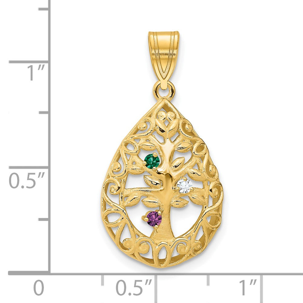 Tree of Life Tear Drop Pendant with Birthstones