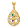 Tree of Life Tear Drop Pendant with Birthstones
