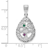Tree of Life Tear Drop Pendant with Birthstones