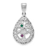 Tree of Life Tear Drop Pendant with Birthstones