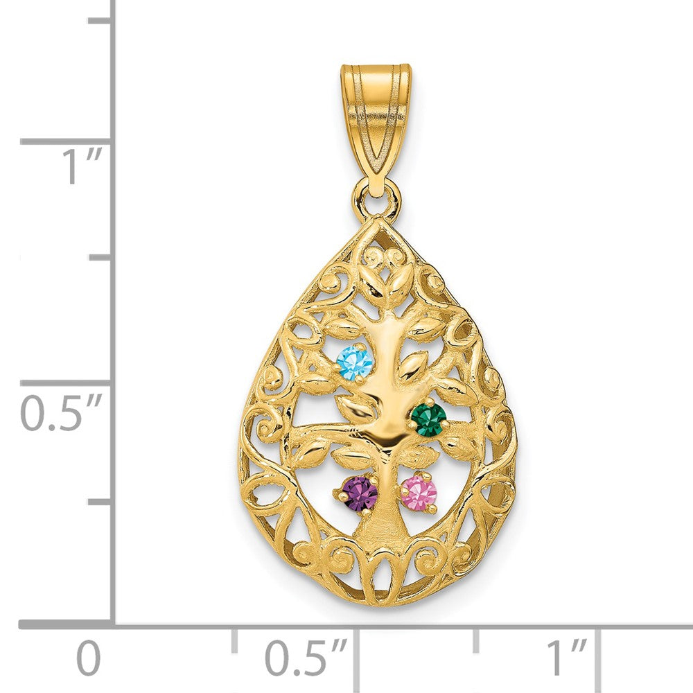 Tree of Life Tear Drop Pendant with Birthstones