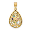 Tree of Life Tear Drop Pendant with Birthstones