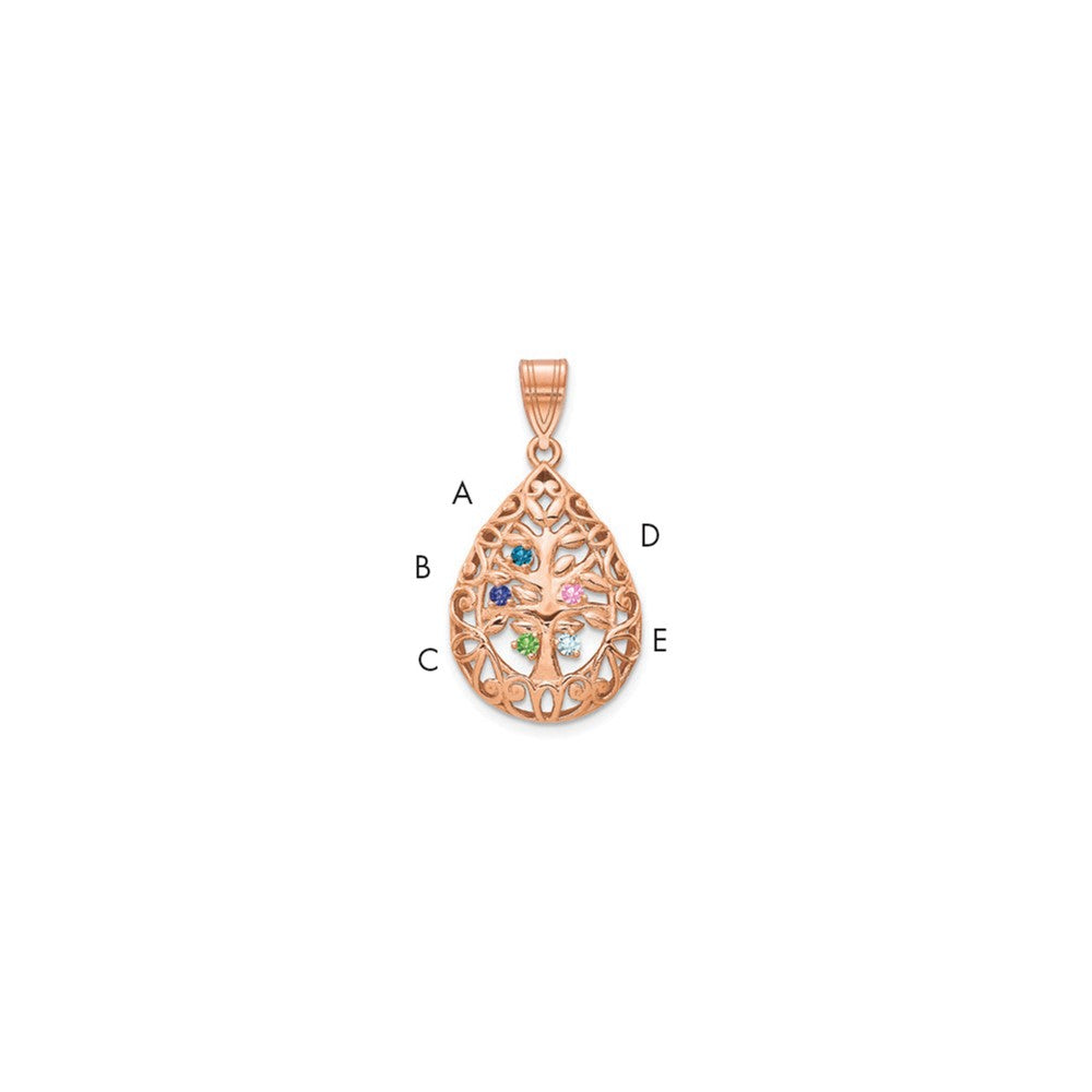 Tree of Life Tear Drop Pendant with Birthstones