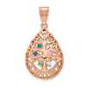 Tree of Life Tear Drop Pendant with Birthstones