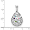 Tree of Life Tear Drop Pendant with Birthstones