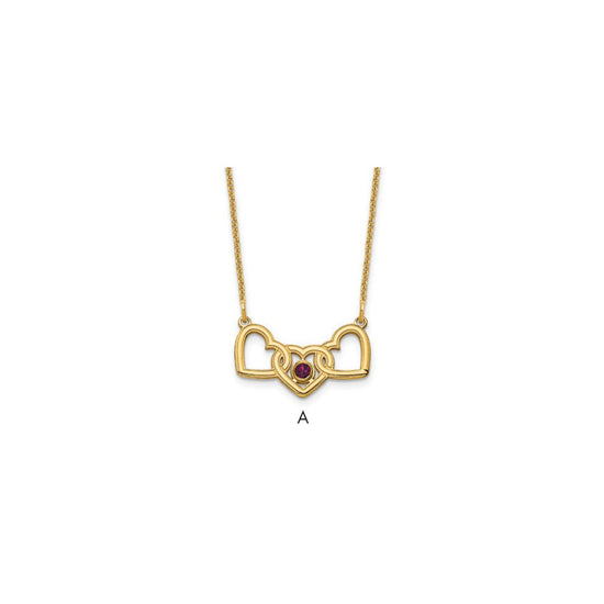 Birthstones With 3 Hearts Necklace