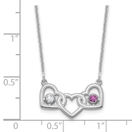 Birthstones With 3 Hearts Necklace