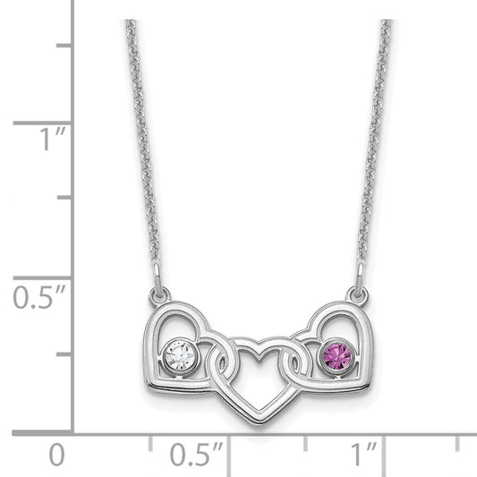 Birthstones With 3 Hearts Necklace