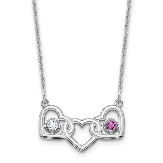 Birthstones With 3 Hearts Necklace