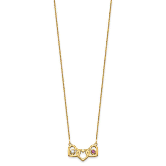 Birthstones With 3 Hearts Necklace