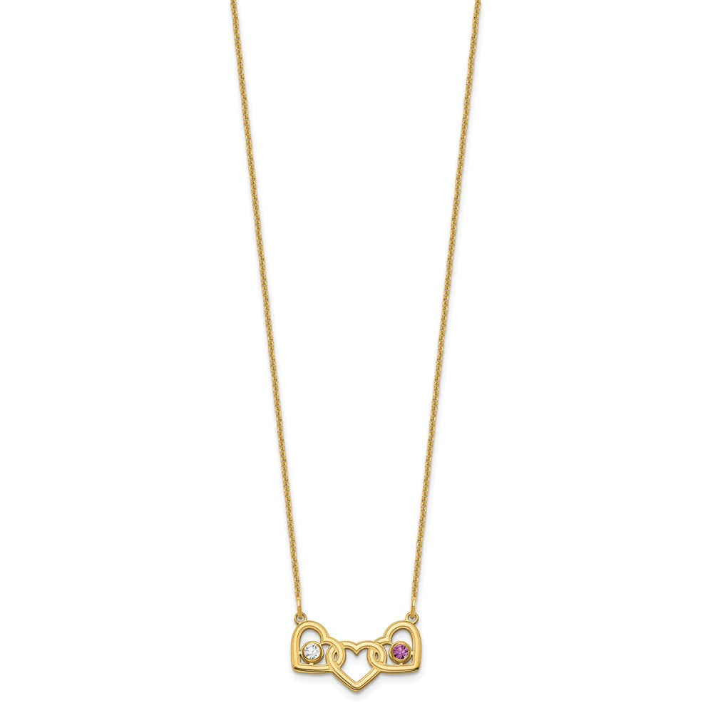 Birthstones With 3 Hearts Necklace