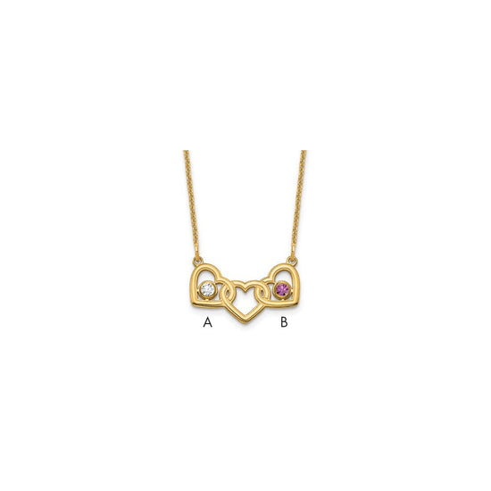 Birthstones With 3 Hearts Necklace